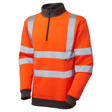 Leo SS01 Brynsworthy - Hi-Vis 1/4 Zip Rail Spec Sweatshirt