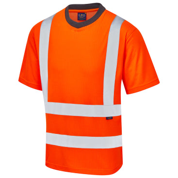 LEO T01 Newport - Hi-Vis Ecoviz V-Neck Tee Shirt