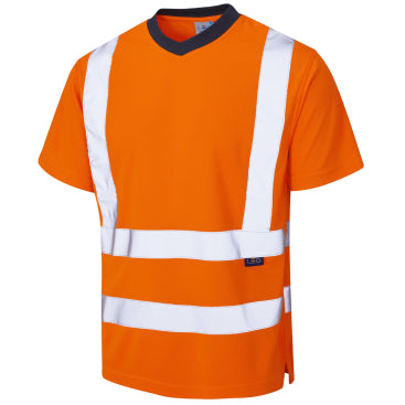 LEO T02 Braunton - Hi-Vis Ecoviz Performance Rail Spec Round Neck Tee Shirt