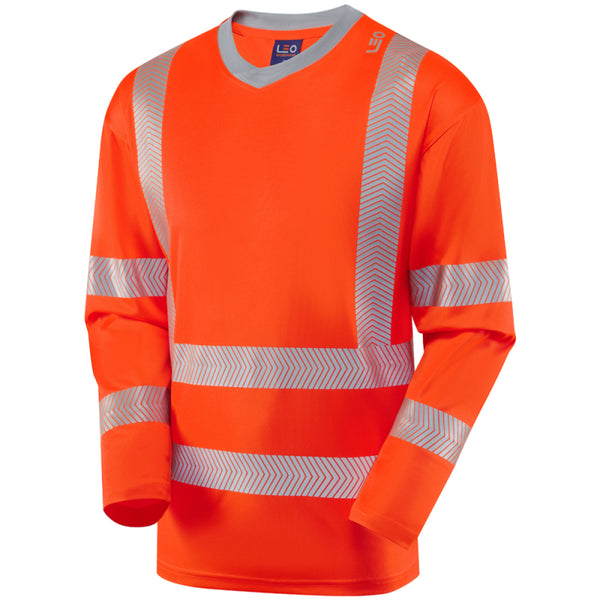 LEO T08 Capstone - Hi-Vis Ecoviz Performance+ Sleeved Tee Shirt — Orange