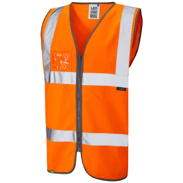LEO W02 Rumsam - Hi-Vis Ecoviz Zipped Waistcoat with ID Pocket