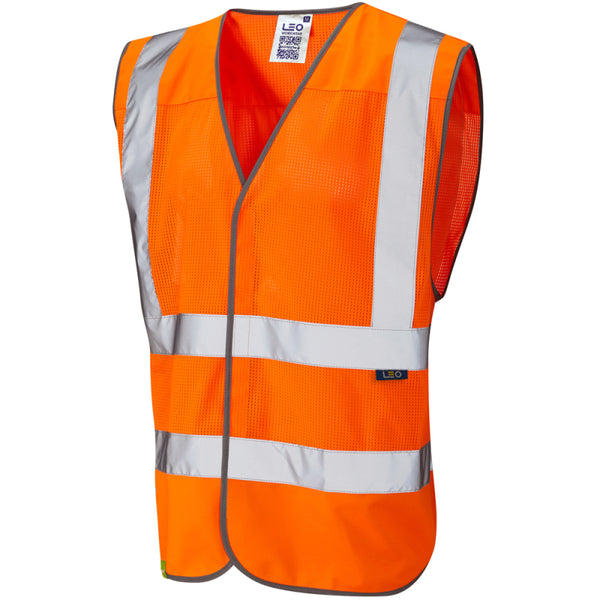LEO W04 Arlington - Hi-Vis Ecovis Mesh Waistcoat — Orange