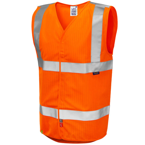 LEO W19 Clifton - Hi-Vis Ecoviz LFS/AS Waistcoat — Orange