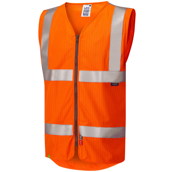 LEO W25 Jacobstowe - Hi-Vis Ecoviz LFS/AS Zip Waistcoat — Orange