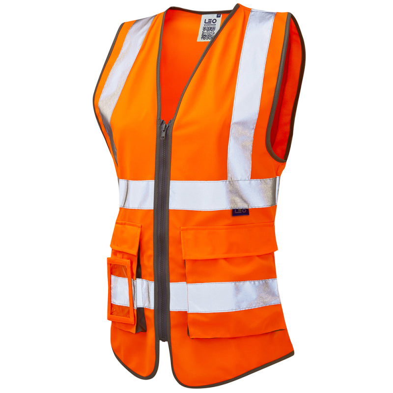 LEO WL11 Lynmouth - Hi-Vis Ecoviz Womens Superior Waistcoat — Orange