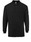 Portwest FR10 - Flame Resistant Anti-Static Long Sleeved Polo Shirt — Black