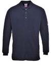 Portwest FR10 - Flame Resistant Anti-Static Long Sleeved Polo Shirt — Navy Blue
