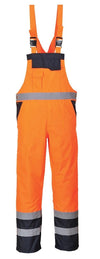 Portwest S489 - Hi-Vis Contrast Winter Bib and Brace — Orange / Navy Blue