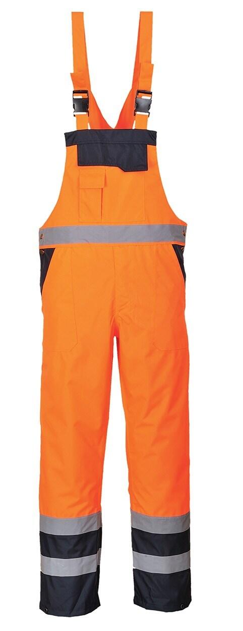 Portwest S489 - Hi-Vis Contrast Winter Bib and Brace — Orange / Navy Blue