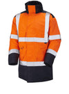 LEO A01 Tawstock - Hi-Vis Ecoviz 4K Lined Parka Jacket — Orange / Navy Blue