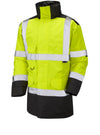 LEO A01 Tawstock - Hi-Vis Ecoviz 4K Lined Parka Jacket — Yellow / Black