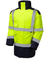 LEO A01 Tawstock - Hi-Vis Ecoviz 4K Lined Parka Jacket — Yellow / Navy Blue