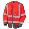 LEO S12 Wrafton - Hi-Vis Ecoviz Superior Waistcoat — Red / Grey