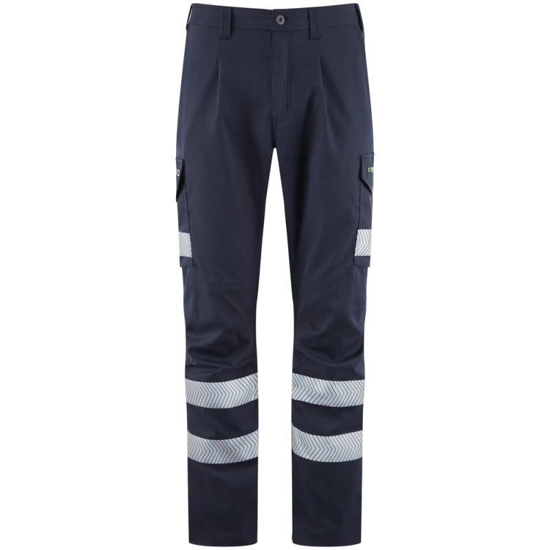 LEO CT05 Winford - Hi-Vis Ecoviz Polyester Stretch Cargo Trousers — Navy