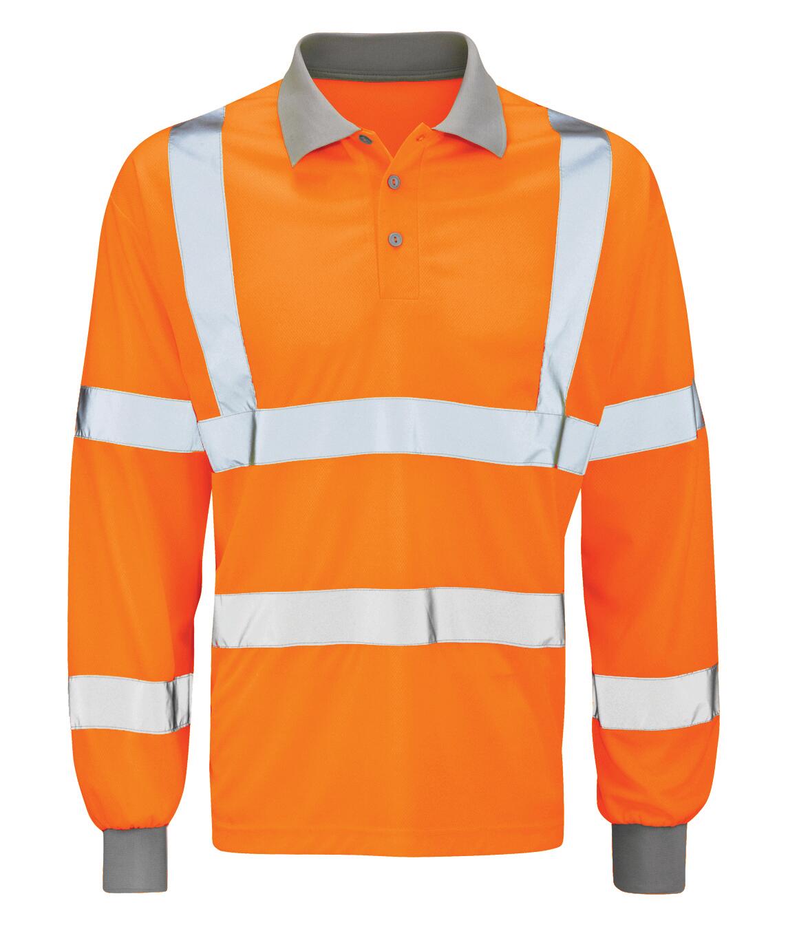 Orbit HVLPS - Hi-Vis Long Sleeved Polo Shirt — Orange