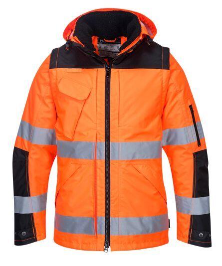 Portwest C469 - Hi-Vis 3-in-1 Winter Contrast Parka Jacket — Orange / Black
