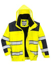 Portwest C466 - Hi-Vis 3-in-1 Winter Contrast Bomber Jacket — Yellow / Navy