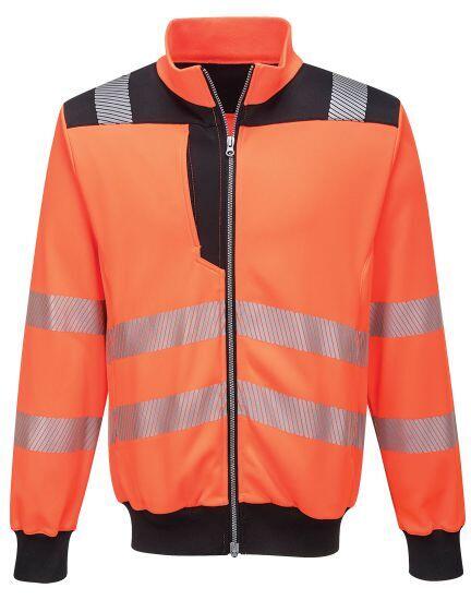 Portwest PW370 - Hi-Vis Full-Zip Sweatshirt — Orange / Black