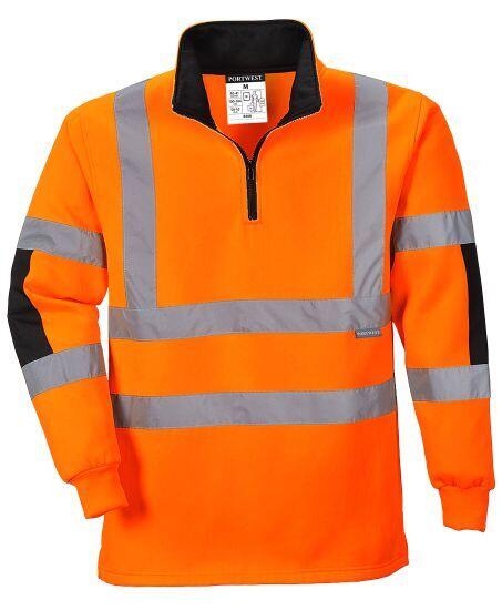 Portwest B308 - Hi-Vis Rugby Shirt — Orange / Black