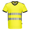 Portwest PW310 - Hi-Vis V-Neck Mesh Insert Tee Shirt — Yellow / Black
