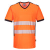 Portwest PW310 - Hi-Vis V-Neck Mesh Insert Tee Shirt — Orange / Black