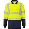 Portwest S279 - Hi-Vis Long Sleeve Contrast Polo Shirt — Yellow / Navy