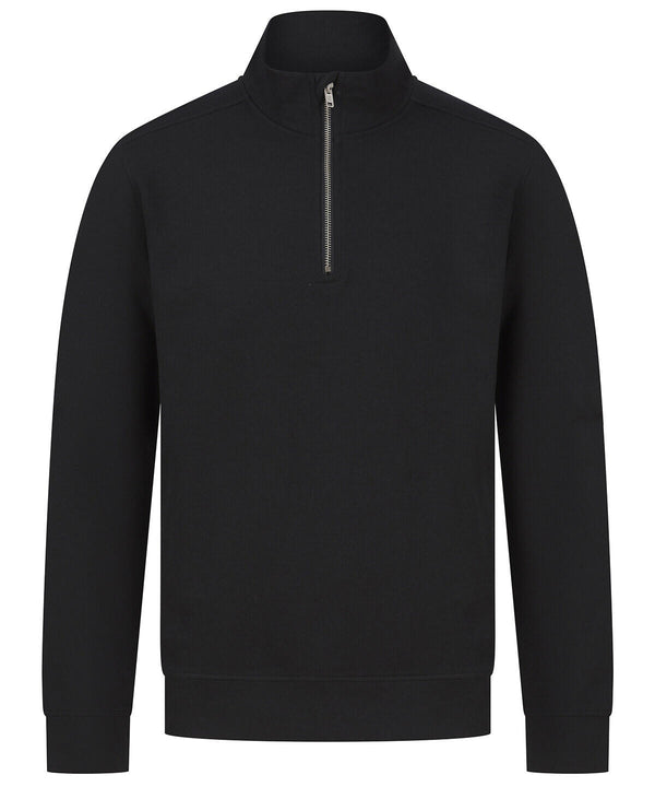 HENBURY HB842 - UNISEX 1/4 ZIP SWEATSHIRT — Black
