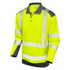 LEO P15 Wringcliff - Hi-Vis Ecoviz Performance+ Dual Colour Sleeved Polo Shirt — Yellow / Grey