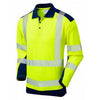 LEO P15 Wringcliff - Hi-Vis Ecoviz Performance+ Dual Colour Sleeved Polo Shirt — Yellow / Navy