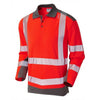 LEO P15 Wringcliff - Hi-Vis Ecoviz Performance+ Dual Colour Sleeved Polo Shirt — Red / Grey