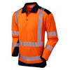 LEO P15 Wringcliff - Hi-Vis Ecoviz Performance+ Dual Colour Sleeved Polo Shirt — Orange / Navy