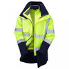 LEO A04/F01 Clovelly - Hi-Vis Ecoviz 15K 3-in-1 Breathable Parka and Softshell — Yellow / Navy