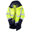 LEO A04/F01 Clovelly - Hi-Vis Ecoviz 15K 3-in-1 Breathable Parka and Fleece — Yellow / Navy