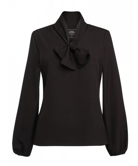 Brook Taverner 2368 Andria – Pussy Bow Blouse — Black