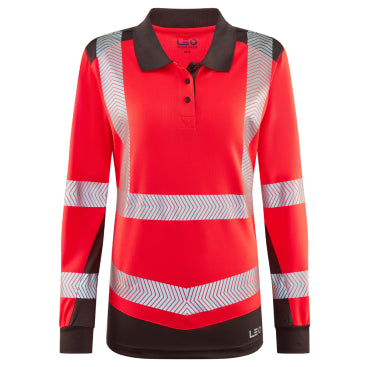 LEO PL15 Hazelwood - Hi-Vis Ecoviz Performance+ Womens Dual Colour Long Sleeve Polo