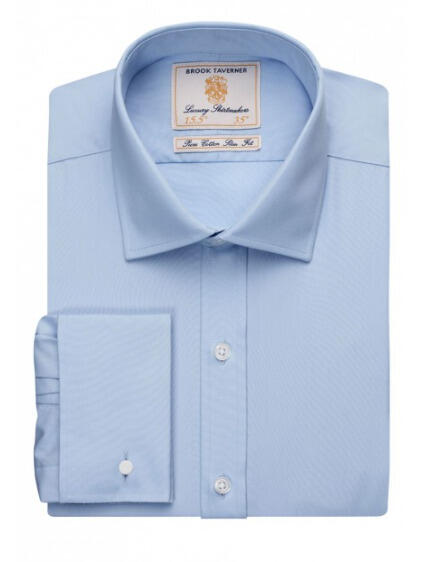 Brook Taverner 7643 Chelford – Slim Fit Shirt Cotton Poplin — Blue