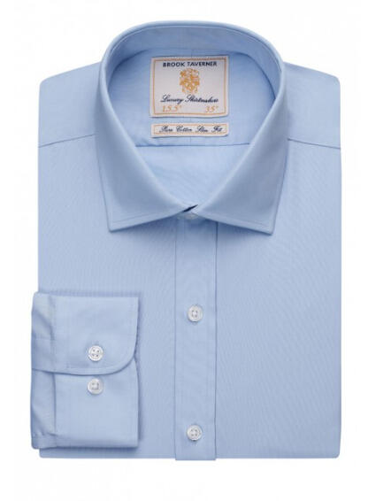 Brook Taverner 7762 Chelsea – Slim Fit Shirt Cotton Poplin — Sky Blue