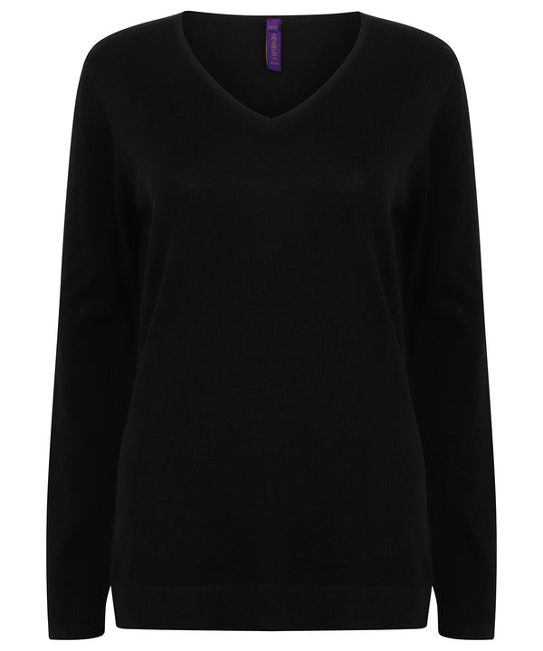 Henbury HB721 - Ladies V-neck Jumper — Black