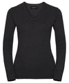 Russell J710F - Ladies V-neck Knitted Sweater — Charcoal Marl