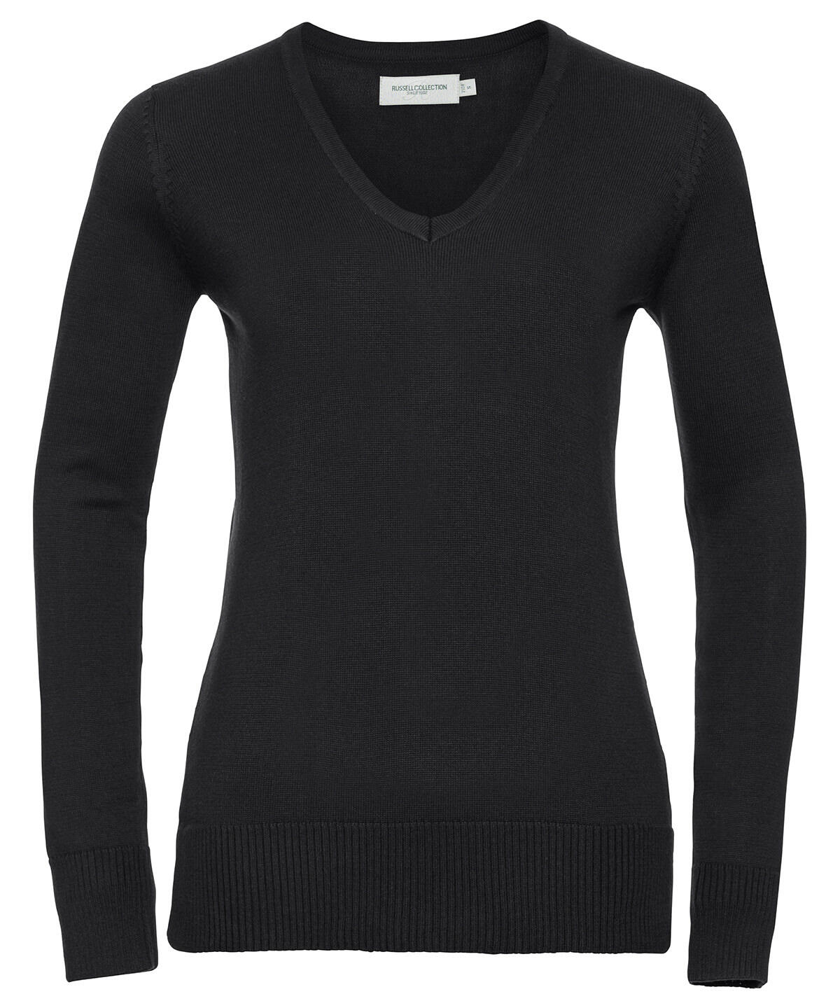 Russell J710F - Ladies V-neck Knitted Sweater — Black