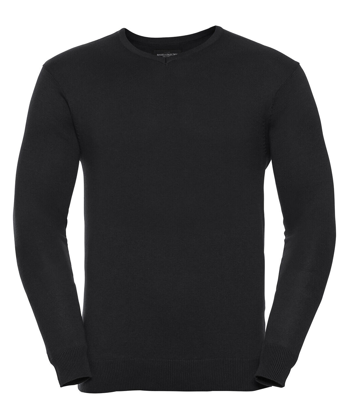 Russell J710M - V-neck Knitted Sweater — Black