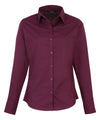 Premier PR300 - Ladies Poplin Long Sleeved Blouse — Aubergine