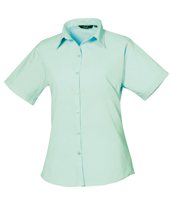 Premier PR302 - Ladies Poplin Short Sleeved Blouse — Aqua