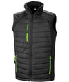 RESULT R238X - compass padded softshell gilet — Black / Lime Green