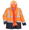 Portwest S768 - Hi-Vis 5-in-1 Contrast Executive Parka Jacket — Orange / Navy