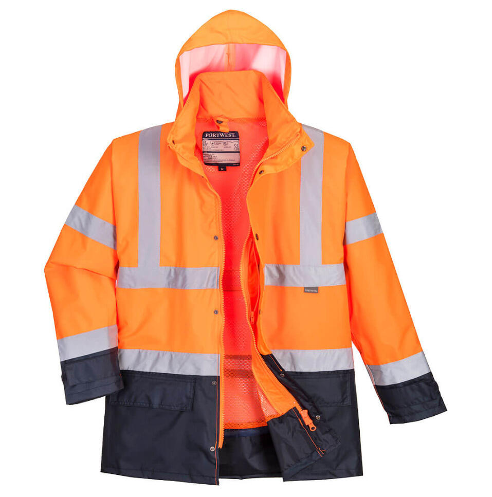 Portwest S768 - Hi-Vis 5-in-1 Contrast Executive Parka Jacket — Orange / Navy