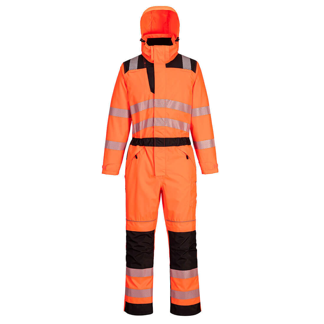 Portwest PW355 - Hi-Vis Rain Coverall — Orange / Black