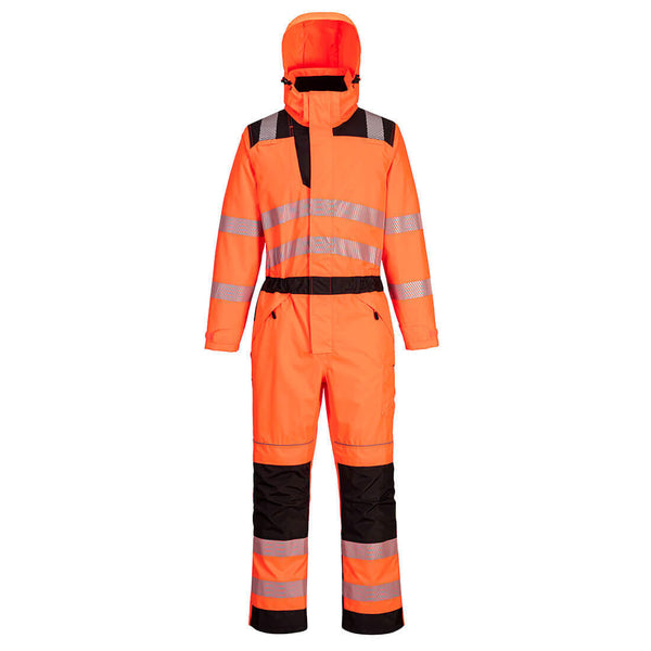 Portwest PW355 - Hi-Vis Rain Coverall — Orange / Black