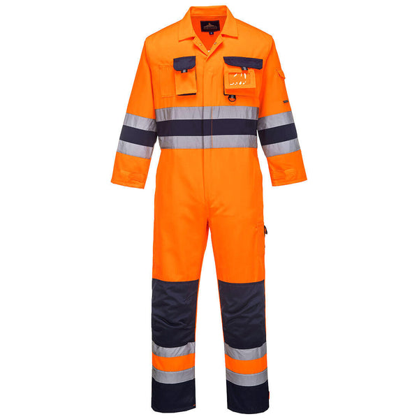 Portwest TX55 - Hi-Vis Contrast Work Coverall — Orange / Navy