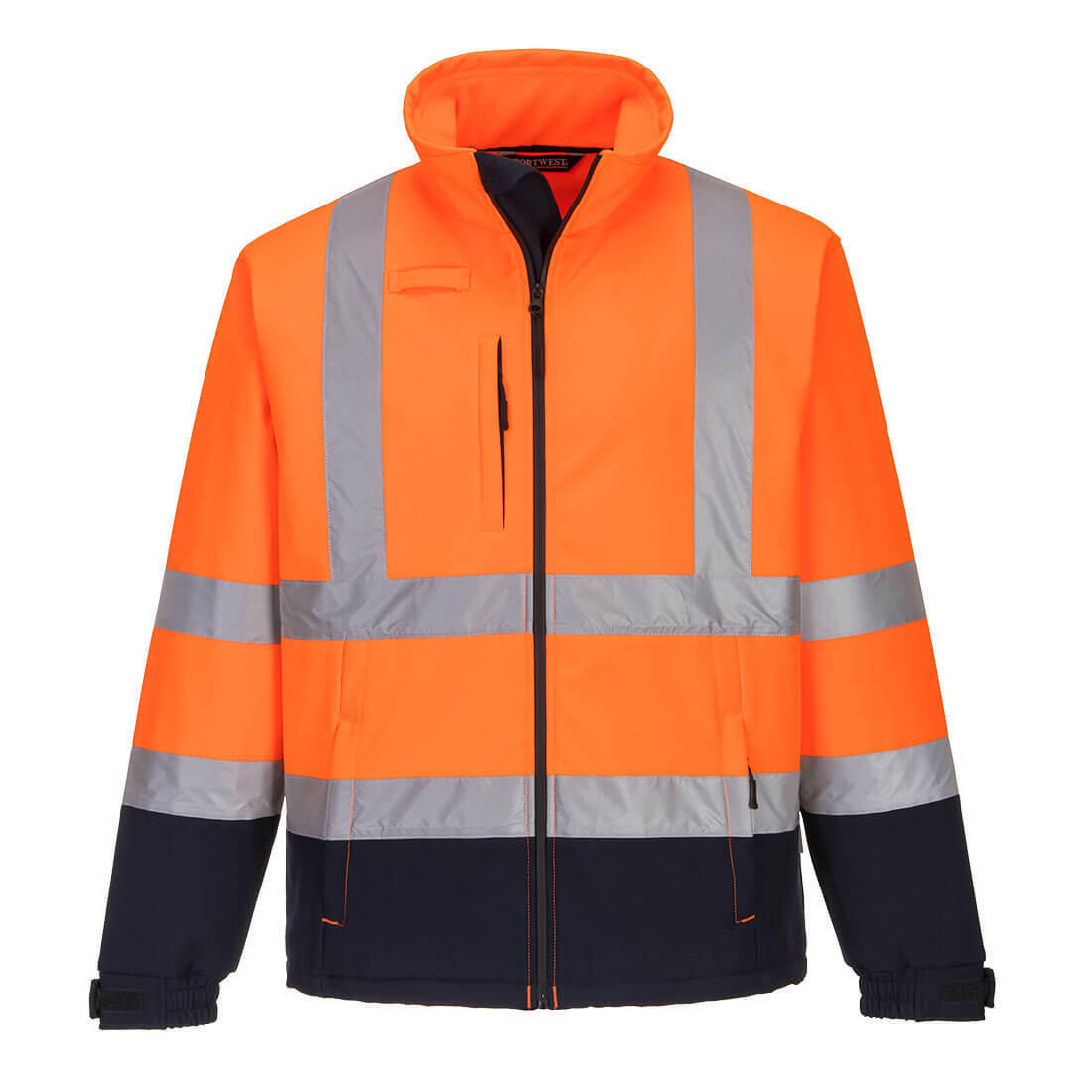 Portwest S425 - Hi-Vis Contrast 3 Layer Softshell — Orange / Navy